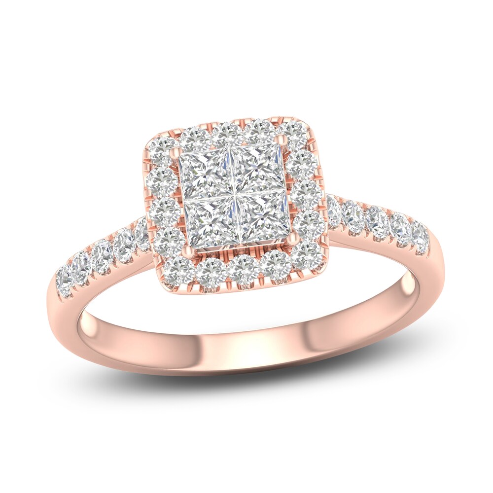 Diamond Halo Engagement Ring 3/4 ct tw Round 14K Rose Gold oU6QPvxO Diamond Halo Engagement Ring 3/4 ct tw Round 14K Rose Gold oU6QPvxO