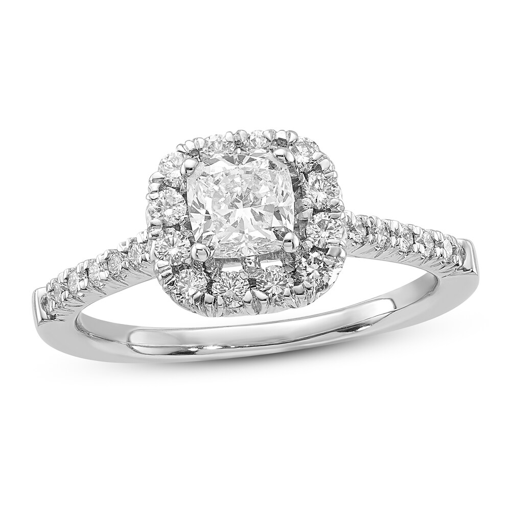 Diamond Engagement Ring 1 ct tw Cushion/Round 14K White Gold obeN4L7c Diamond Engagement Ring 1 ct tw Cushion/Round 14K White Gold obeN4L7c