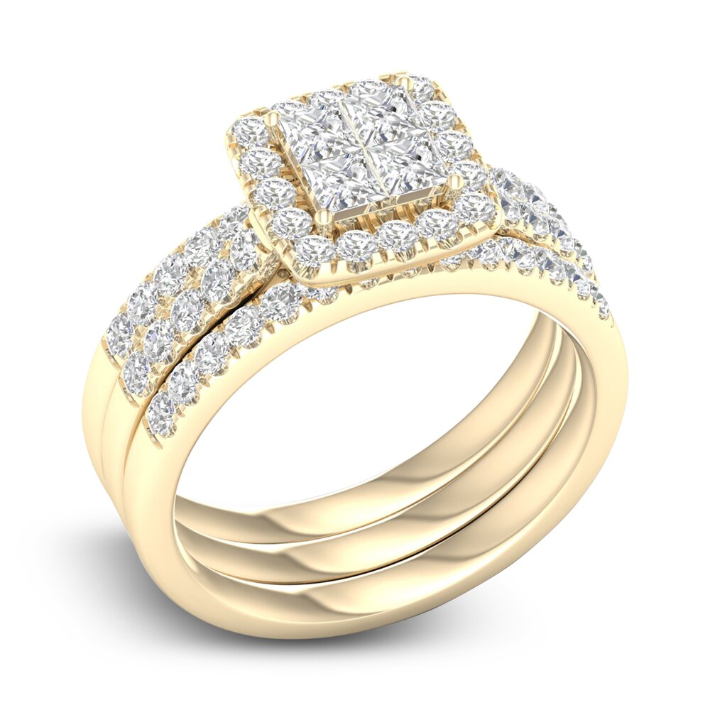 Diamond Bridal Set 1-1/4 ct tw Princess/Round 14K Yellow Gold ocPkk7nP Diamond Bridal Set 1-1/4 ct tw Princess/Round 14K Yellow Gold ocPkk7nP