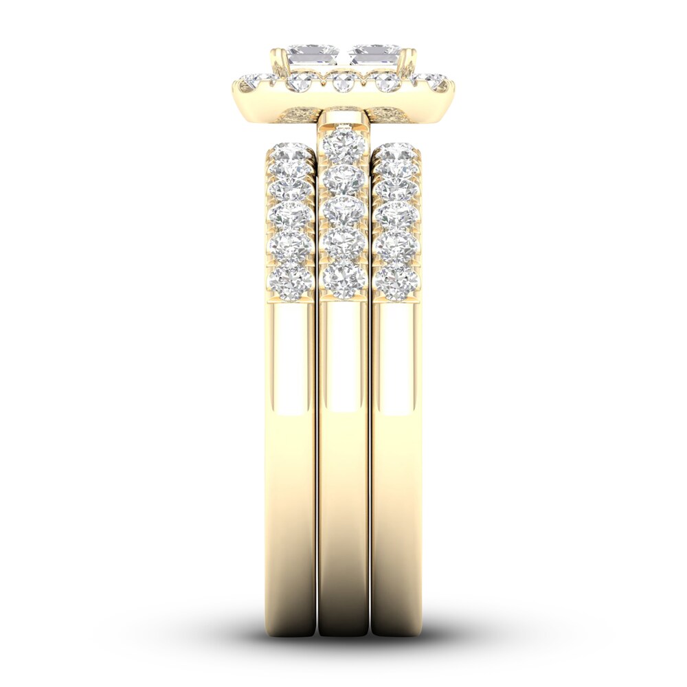 Diamond Bridal Set 1-1/4 ct tw Princess/Round 14K Yellow Gold ocPkk7nP Diamond Bridal Set 1-1/4 ct tw Princess/Round 14K Yellow Gold ocPkk7nP