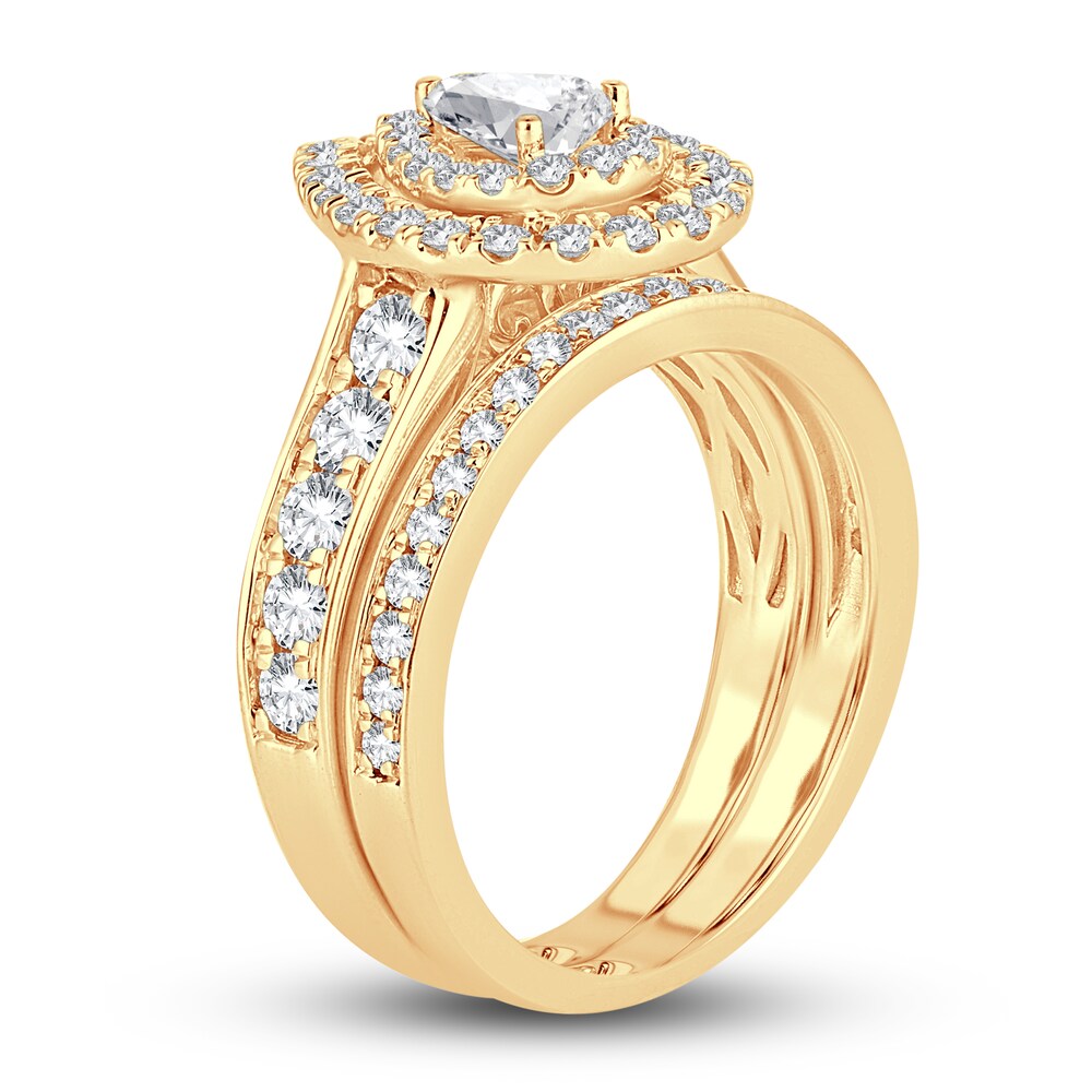 Diamond Double Halo Bridal Set 1-1/3 ct tw Round 14K Yellow Gold pCTYHoXC Diamond Double Halo Bridal Set 1-1/3 ct tw Round 14K Yellow Gold pCTYHoXC