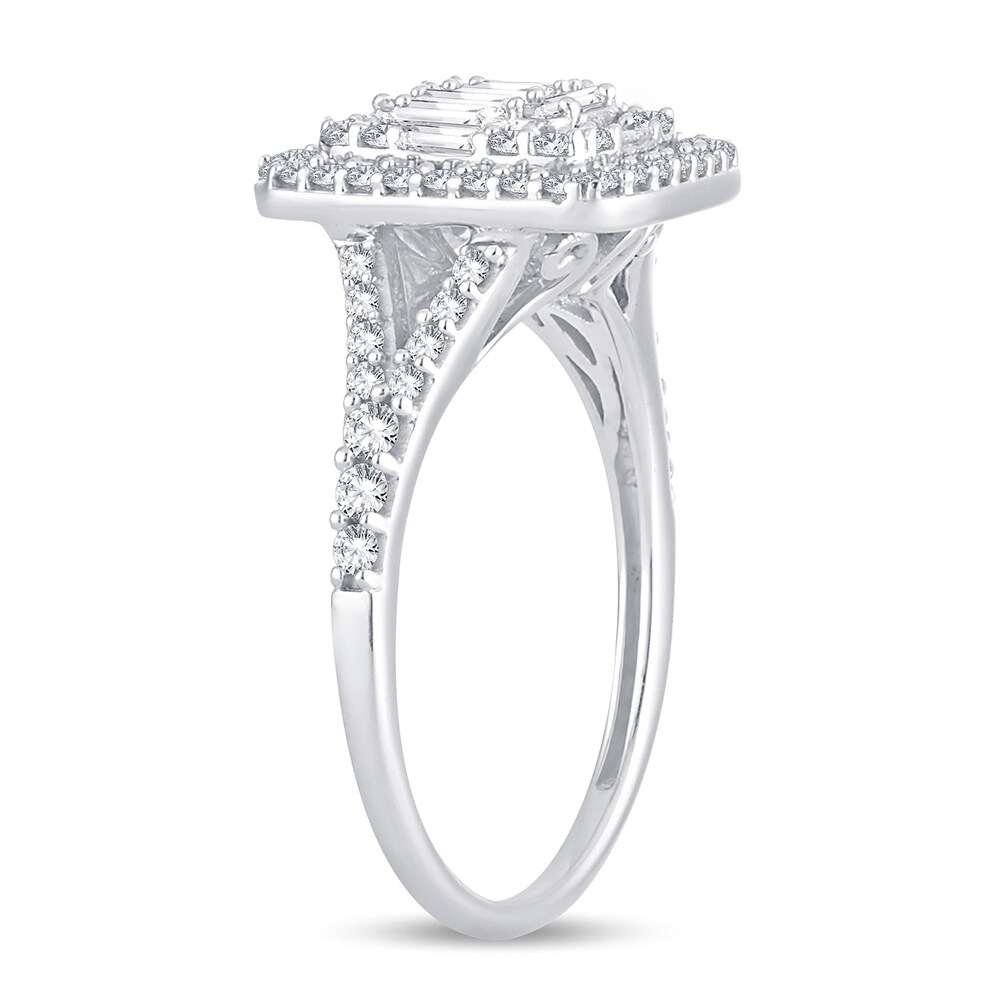 Diamond Ring 3/4 ct tw Round/Baguette 14K White Gold pDiHDK2Q Diamond Ring 3/4 ct tw Round/Baguette 14K White Gold pDiHDK2Q