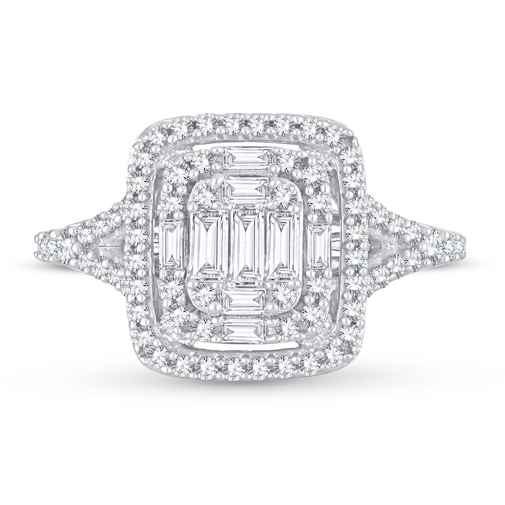 Diamond Ring 3/4 ct tw Round/Baguette 14K White Gold pDiHDK2Q Diamond Ring 3/4 ct tw Round/Baguette 14K White Gold pDiHDK2Q