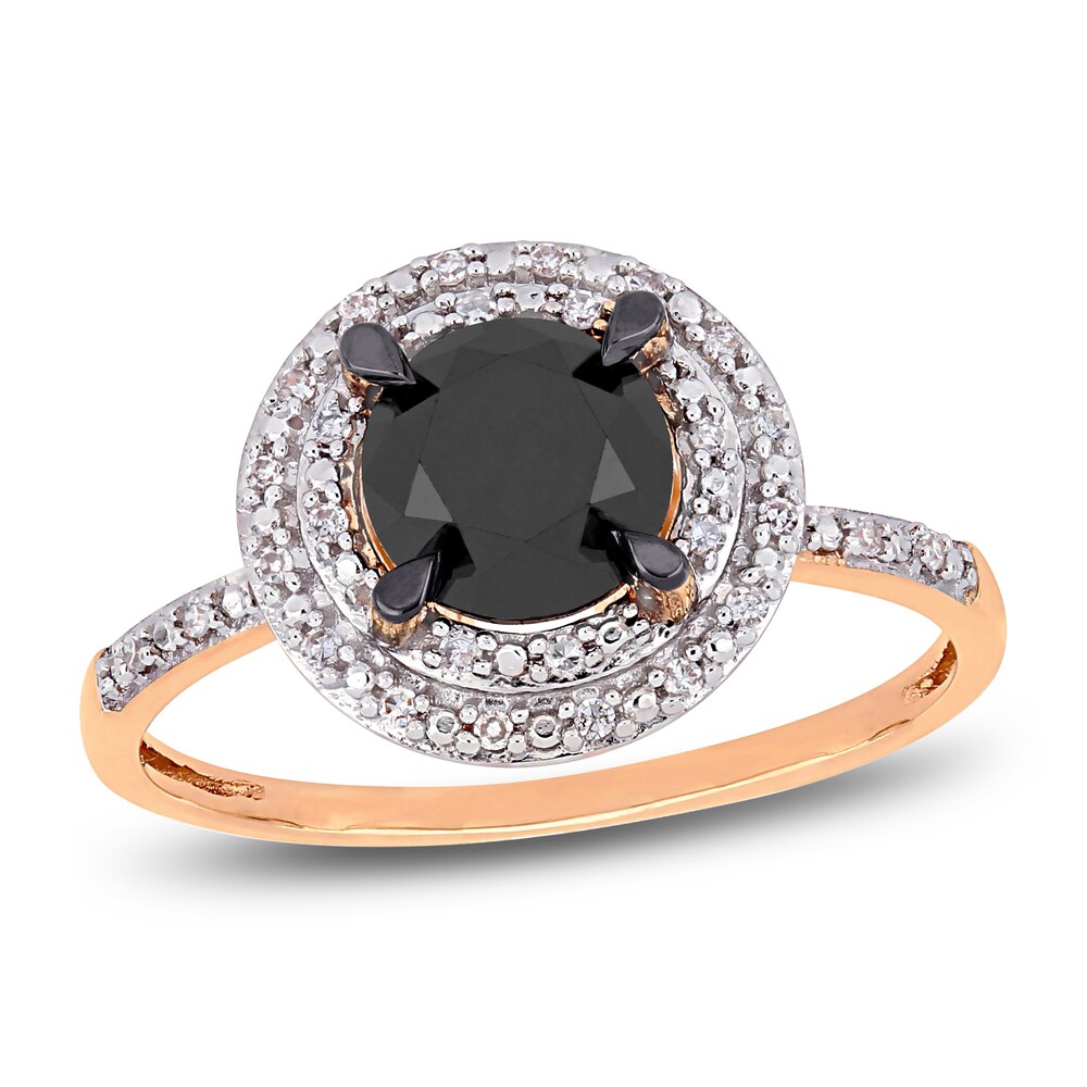 Black & White Diamond Halo Ring 1-5/8 ct tw Round 14K Rose Gold pFCDUgIw Black & White Diamond Halo Ring 1-5/8 ct tw Round 14K Rose Gold pFCDUgIw