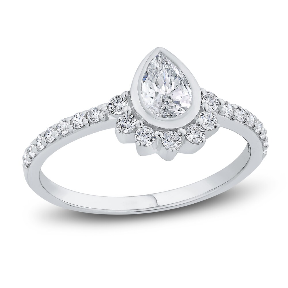 Diamond Engagement Ring 5/8 ct tw Pear-shaped/Round 14K White Gold pYmEtKvy Diamond Engagement Ring 5/8 ct tw Pear-shaped/Round 14K White Gold pYmEtKvy