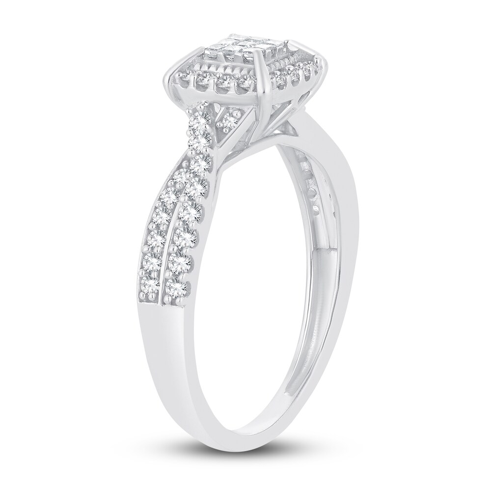 Diamond Ring 1/2 ct tw Round/Princess 14K White Gold pifPRs0F Diamond Ring 1/2 ct tw Round/Princess 14K White Gold pifPRs0F