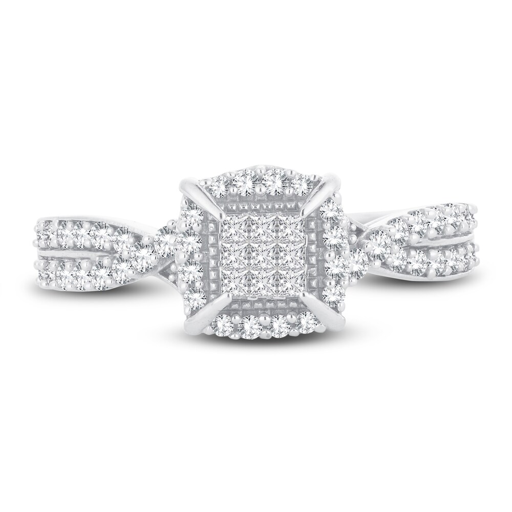 Diamond Ring 1/2 ct tw Round/Princess 14K White Gold pifPRs0F Diamond Ring 1/2 ct tw Round/Princess 14K White Gold pifPRs0F