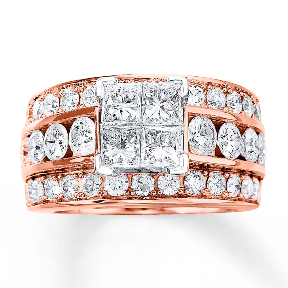 Diamond Engagement Ring 3-1/2 ct tw Diamonds 14K Rose Gold psOADasP Diamond Engagement Ring 3-1/2 ct tw Diamonds 14K Rose Gold psOADasP