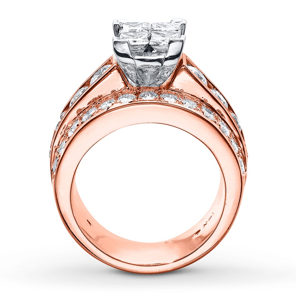 Diamond Engagement Ring 3-1/2 ct tw Diamonds 14K Rose Gold psOADasP Diamond Engagement Ring 3-1/2 ct tw Diamonds 14K Rose Gold psOADasP