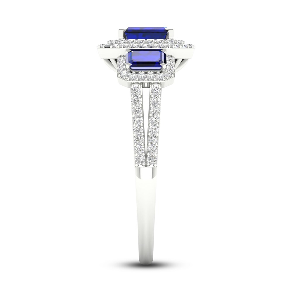 Natural Blue Sapphire Engagement Ring 1/3 ct tw Round/Emerald 14K White Gold q0H5vEXA Natural Blue Sapphire Engagement Ring 1/3 ct tw Round/Emerald 14K White Gold q0H5vEXA