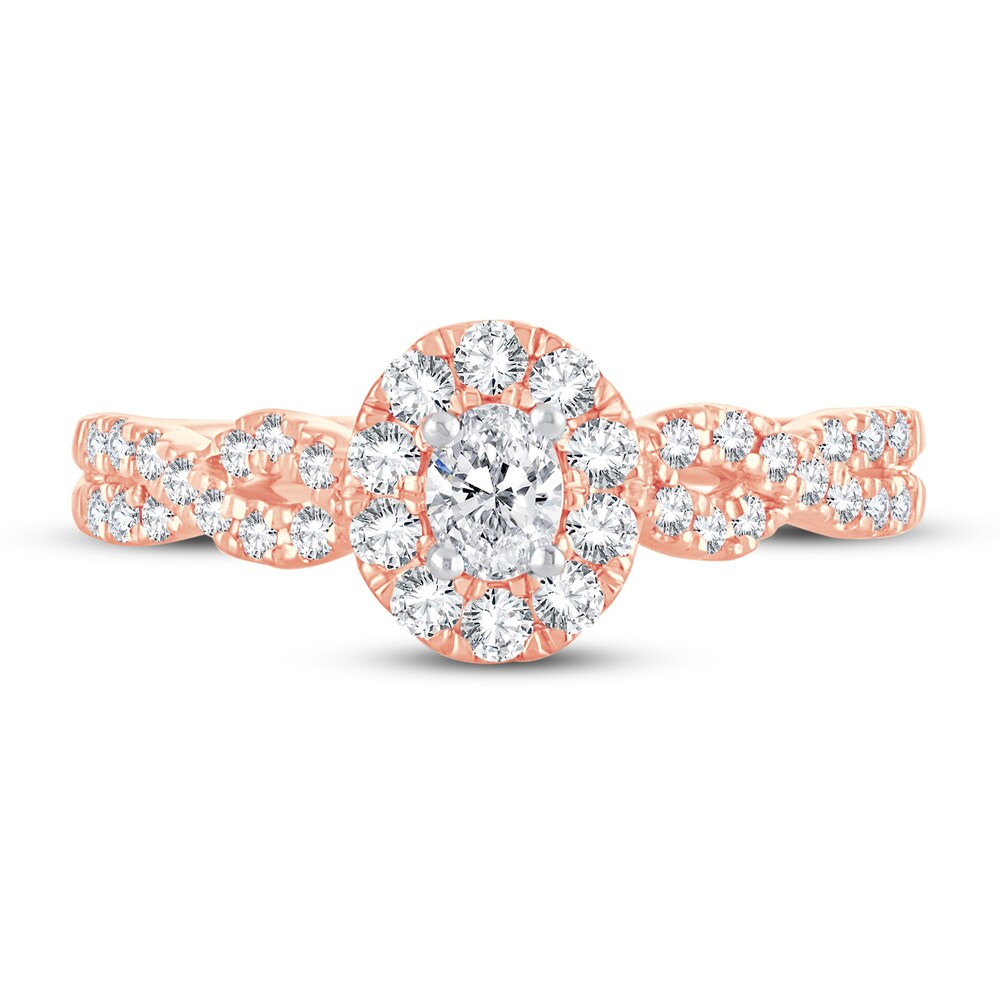 Diamond Ring 1/2 ct tw Oval 14K Rose Gold q4sGk5bn