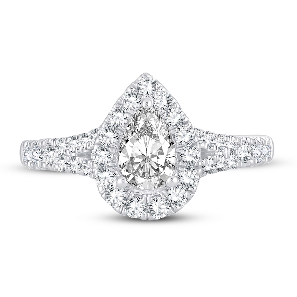 Diamond Engagement Ring 1-1/4 ct tw Round/Pear-shaped 14K White Gold qLvEnrt8