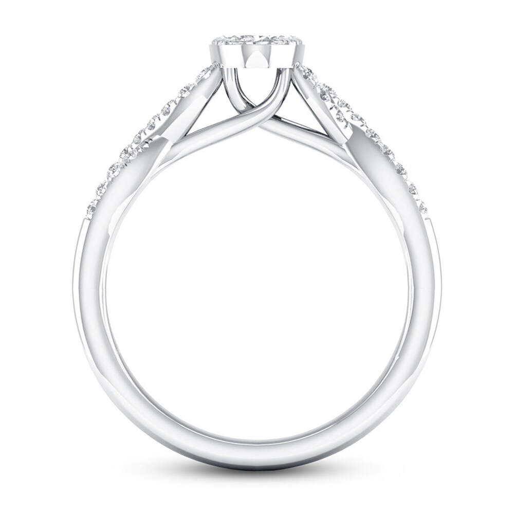 Diamond Engagement Ring 5/8 ct tw Oval/Round 14K White Gold qTyxv17n Diamond Engagement Ring 5/8 ct tw Oval/Round 14K White Gold qTyxv17n