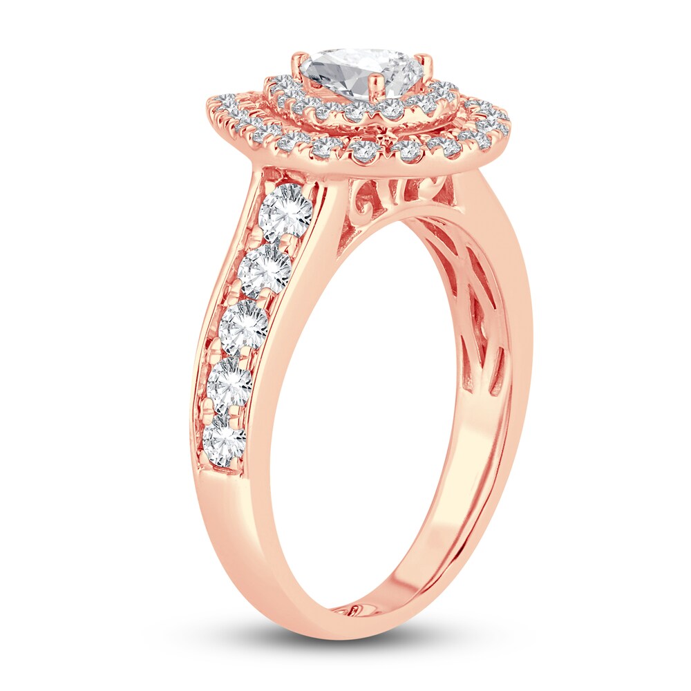 Diamond Double Halo Engagement Ring 1-1/3 ct tw Pear/Round 14K Rose Gold qbJO9LHl Diamond Double Halo Engagement Ring 1-1/3 ct tw Pear/Round 14K Rose Gold qbJO9LHl