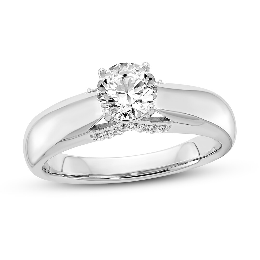 Diamond Solitaire Engagement Ring 1/2 ct tw Round 14K White Gold qe09W71d Diamond Solitaire Engagement Ring 1/2 ct tw Round 14K White Gold qe09W71d