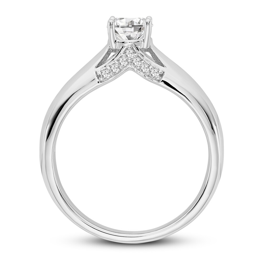 Diamond Solitaire Engagement Ring 1/2 ct tw Round 14K White Gold qe09W71d Diamond Solitaire Engagement Ring 1/2 ct tw Round 14K White Gold qe09W71d