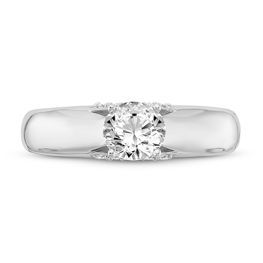 Diamond Solitaire Engagement Ring 1/2 ct tw Round 14K White Gold qe09W71d Diamond Solitaire Engagement Ring 1/2 ct tw Round 14K White Gold qe09W71d