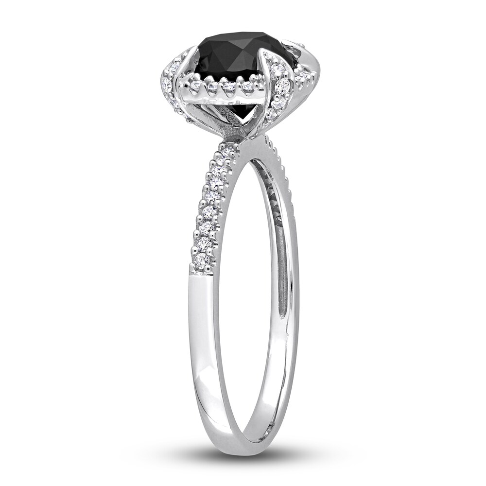 Black & White Diamond Engagement Ring 2 ct tw Round 14K White Gold qi0tNx09 Black & White Diamond Engagement Ring 2 ct tw Round 14K White Gold qi0tNx09