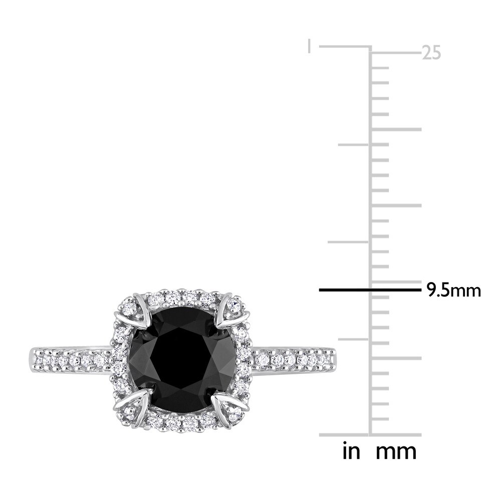 Black & White Diamond Engagement Ring 2 ct tw Round 14K White Gold qi0tNx09 Black & White Diamond Engagement Ring 2 ct tw Round 14K White Gold qi0tNx09