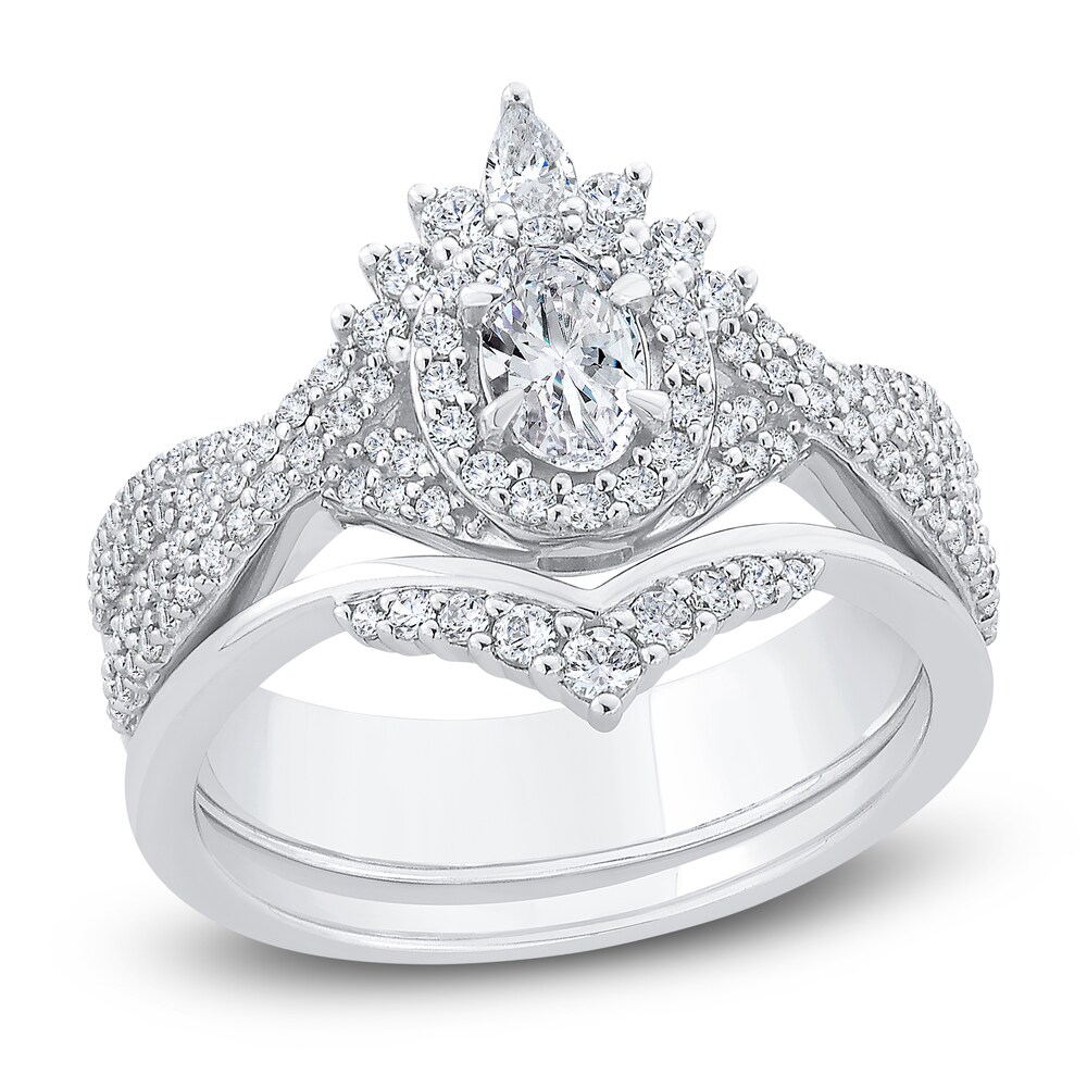 Diamond Engagement Ring 1 ct tw Oval/Round 14K White Gold qllyswd2