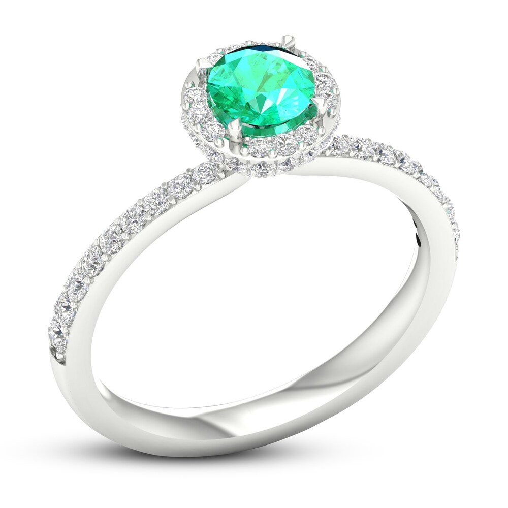 Natural Emerald Ring 3/8 ct tw Diamonds 14K White Gold r4Gd3PbC Natural Emerald Ring 3/8 ct tw Diamonds 14K White Gold r4Gd3PbC