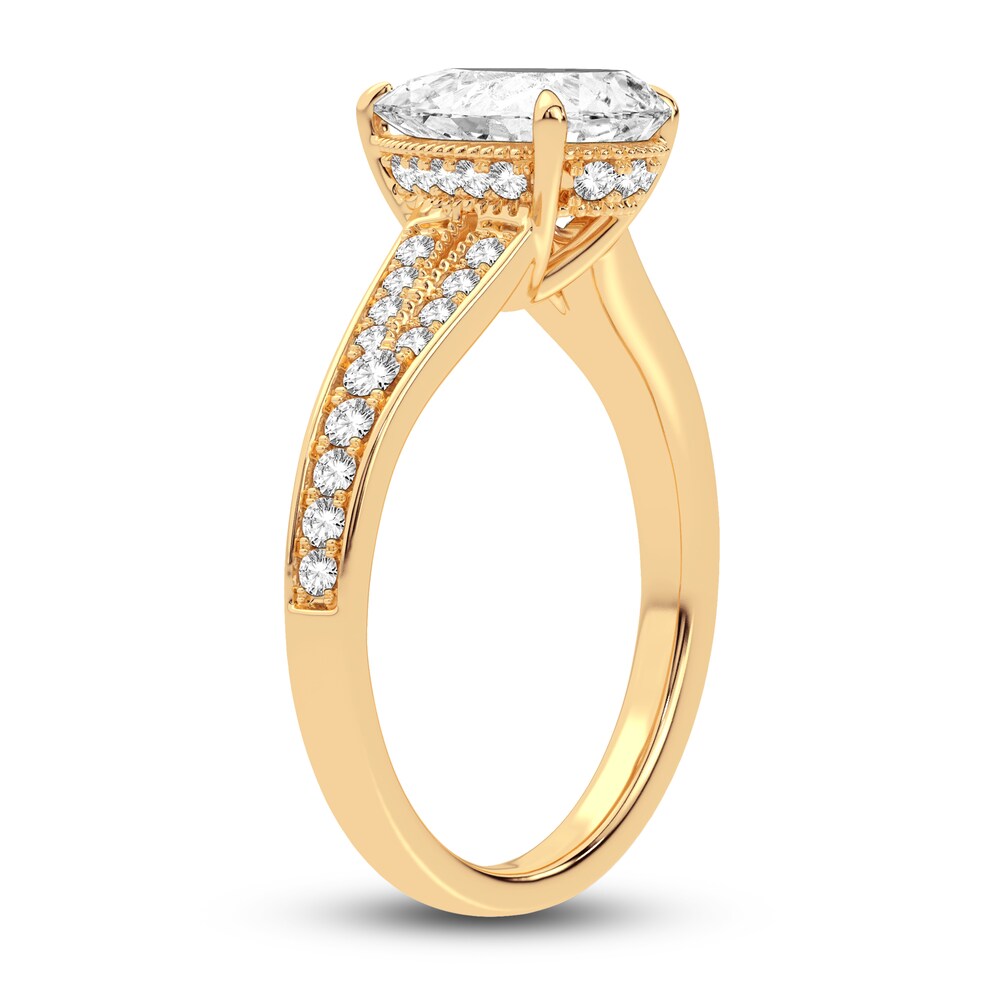 Lab-Created Diamond Engagement Ring 2-1/3 ct tw Pear/Round 14K Yellow Gold rErqOMfh Lab-Created Diamond Engagement Ring 2-1/3 ct tw Pear/Round 14K Yellow Gold rErqOMfh