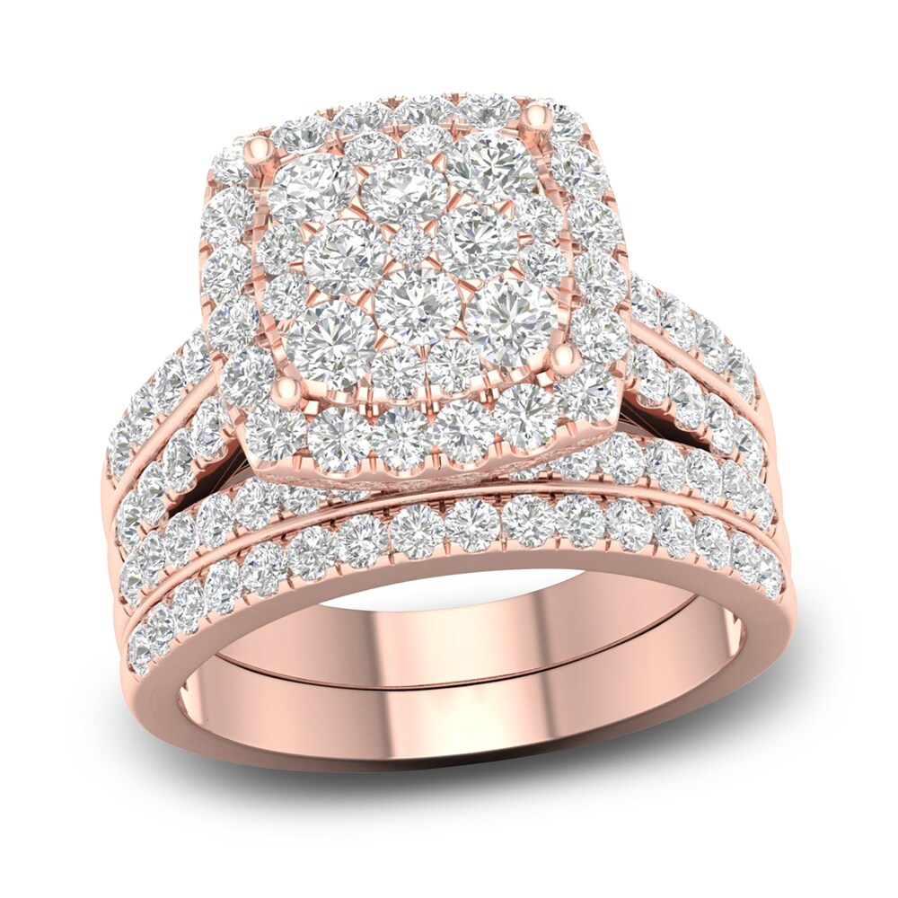 Diamond Cushion Bridal Set 2 ct tw Round 14K Rose Gold rH5mBYVb