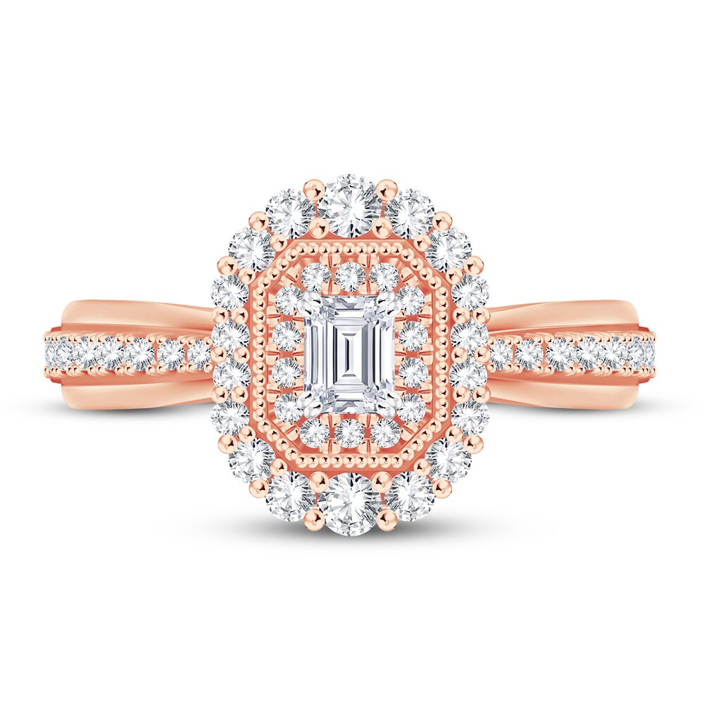 Diamond Ring 5/8 ct tw Emerald-cut 14K Rose Gold rMyq776C