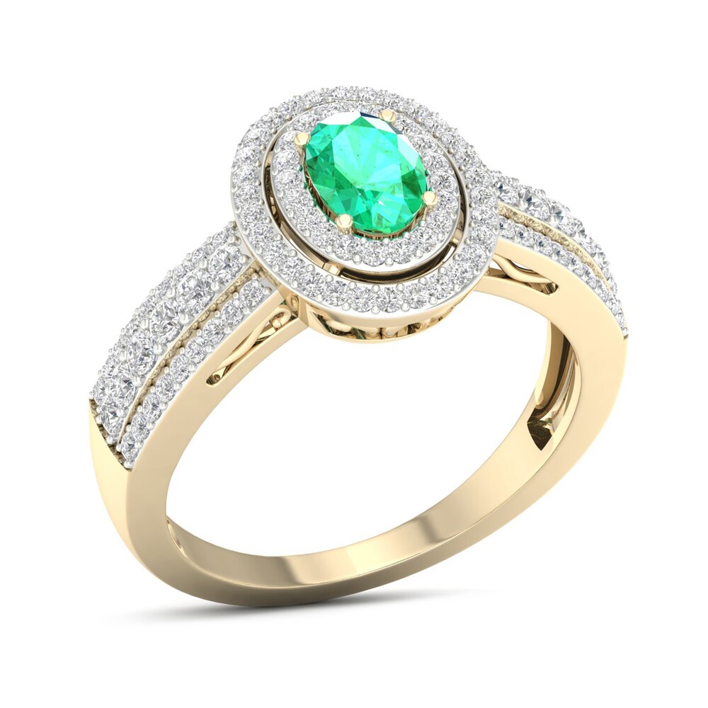 Diamond & Natural Emerald Engagement Ring 3/8 ct tw Round 14K Yellow Gold rREe4GXS Diamond & Natural Emerald Engagement Ring 3/8 ct tw Round 14K Yellow Gold rREe4GXS