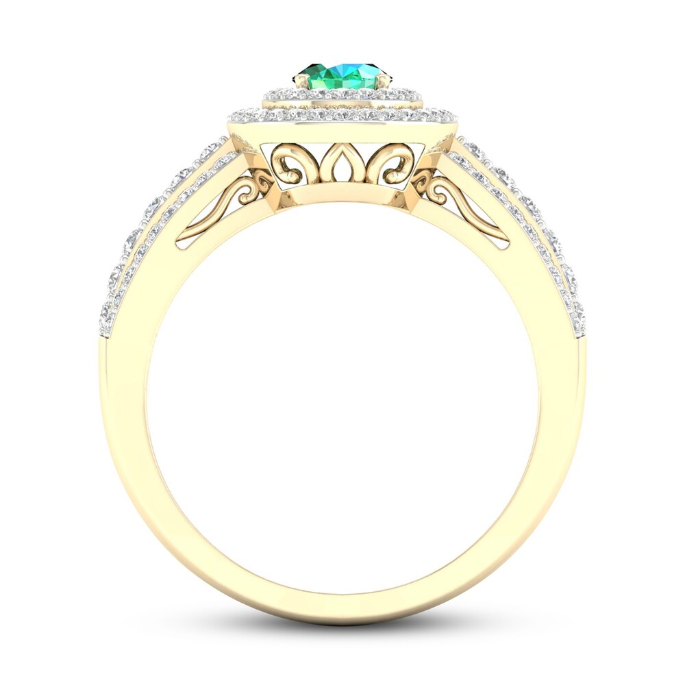 Diamond & Natural Emerald Engagement Ring 3/8 ct tw Round 14K Yellow Gold rREe4GXS Diamond & Natural Emerald Engagement Ring 3/8 ct tw Round 14K Yellow Gold rREe4GXS