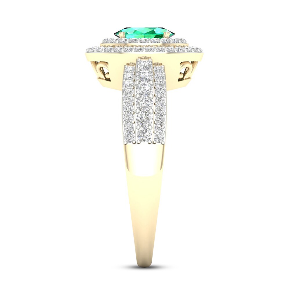Diamond & Natural Emerald Engagement Ring 3/8 ct tw Round 14K Yellow Gold rREe4GXS Diamond & Natural Emerald Engagement Ring 3/8 ct tw Round 14K Yellow Gold rREe4GXS