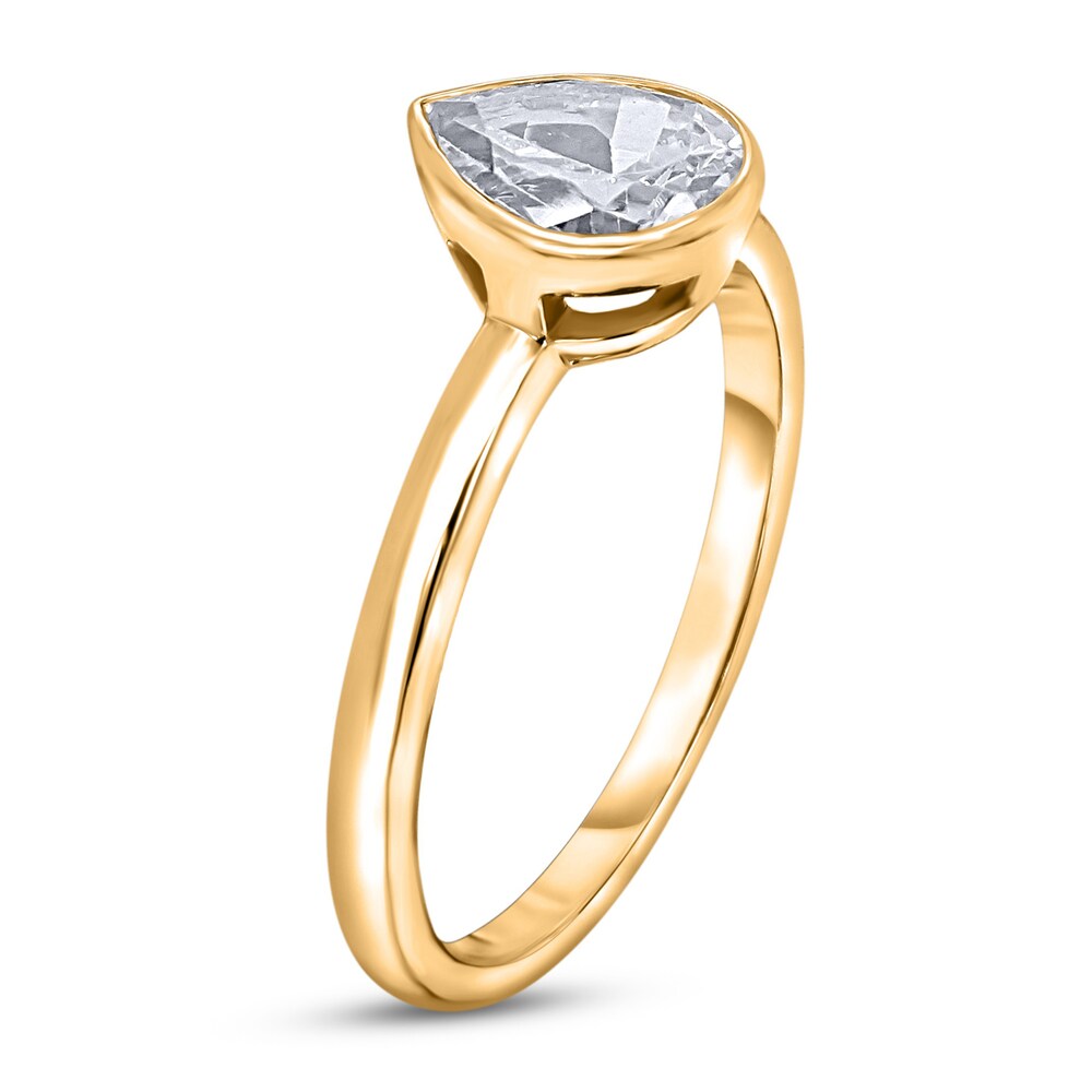 Diamond Solitaire Engagement Ring 3/4 ct tw Bezel-Set Pear 14K Yellow Gold (I2/I) rRp6g9QG