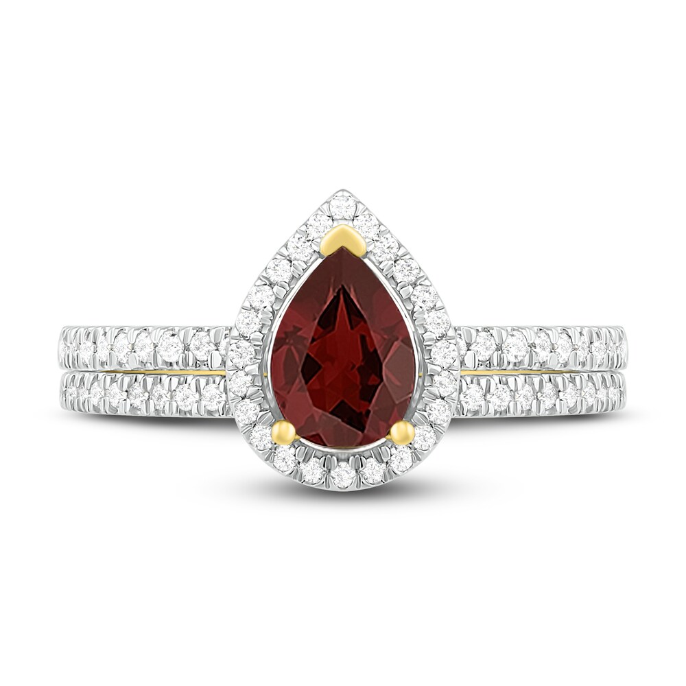 Natural Garnet Bridal Set 1/3 ct tw Diamonds 14K Yellow Gold rxEFwhtY