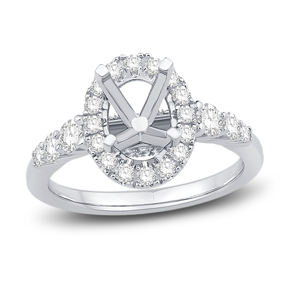 Engagement Ring 3/4 ct tw Oval/Round 14K White Gold s3NE07Fd