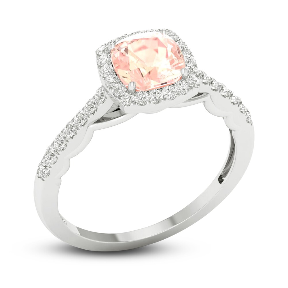 Natural Morganite Engagement Ring 1/4 ct tw Round/Cushion 14K White Gold sBxo9NN6 Natural Morganite Engagement Ring 1/4 ct tw Round/Cushion 14K White Gold sBxo9NN6