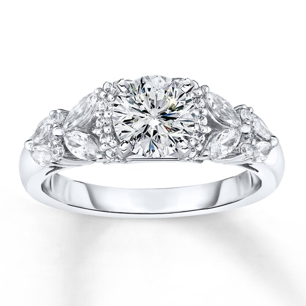 Diamond Ring Setting 3/4 ct tw Round/Marquise 14K White Gold sJioktmt Diamond Ring Setting 3/4 ct tw Round/Marquise 14K White Gold sJioktmt