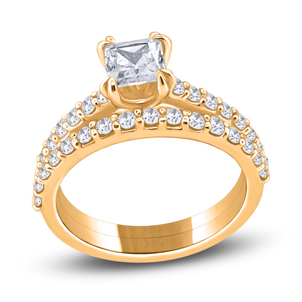 Diamond Bridal Set 1-3/8 ct tw Princess/Round 14K Yellow Gold sPs0jaXv Diamond Bridal Set 1-3/8 ct tw Princess/Round 14K Yellow Gold sPs0jaXv
