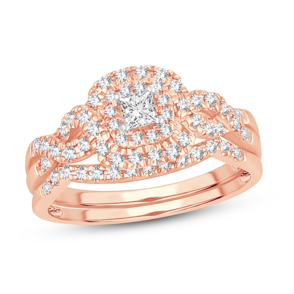 Diamond Ring 1/2 ct tw Princess 14K Rose Gold sbKHKhnf Diamond Ring 1/2 ct tw Princess 14K Rose Gold sbKHKhnf