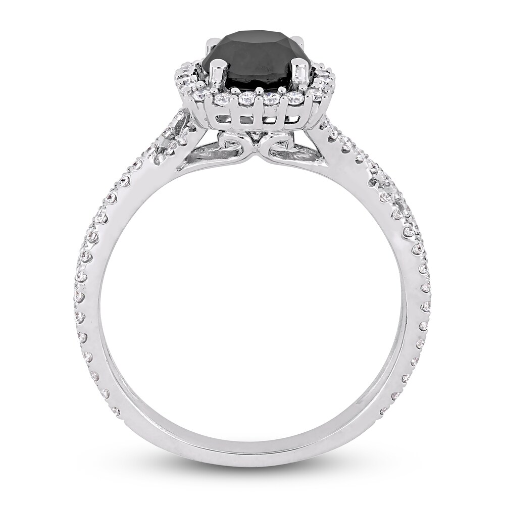 Black & White Diamond Halo Engagement Ring 1-1/2 ct tw Round 14K White Gold seVh0Kh8 Black & White Diamond Halo Engagement Ring 1-1/2 ct tw Round 14K White Gold seVh0Kh8