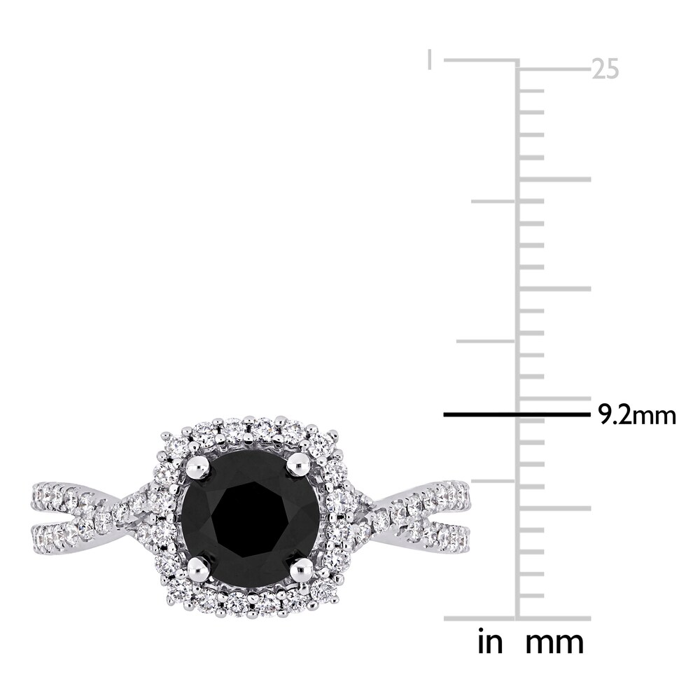 Black & White Diamond Halo Engagement Ring 1-1/2 ct tw Round 14K White Gold seVh0Kh8 Black & White Diamond Halo Engagement Ring 1-1/2 ct tw Round 14K White Gold seVh0Kh8