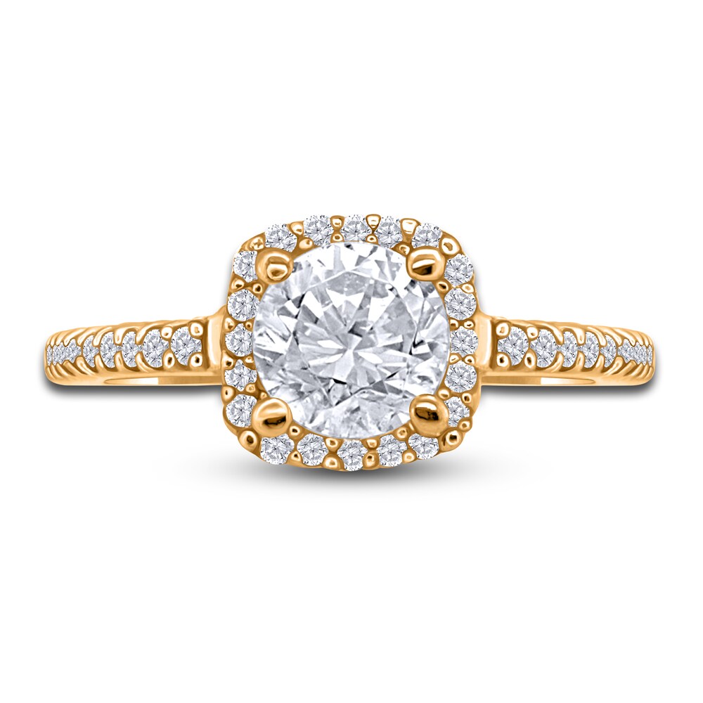 Diamond Halo Engagement Ring 1 ct tw Round 14K Yellow Gold sooioaBD