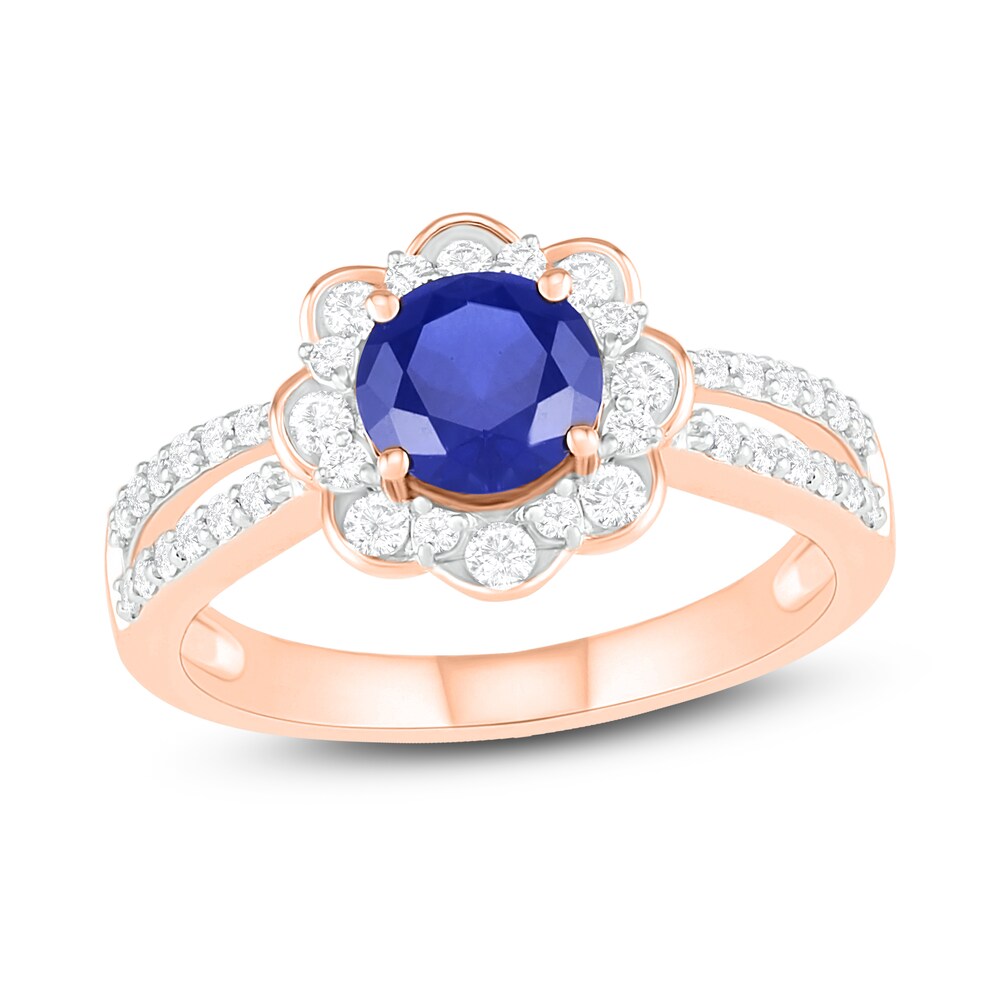 Natural Blue Sapphire Engagement Ring 3/8 ct tw Diamonds 14K Rose Gold spO3XWCe Natural Blue Sapphire Engagement Ring 3/8 ct tw Diamonds 14K Rose Gold spO3XWCe