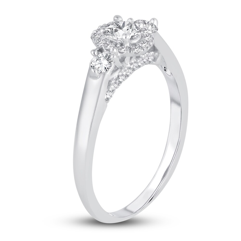 Diamond 3-Stone Ring 3/8 ct tw Oval/Round 14K White Gold swMGqd4e Diamond 3-Stone Ring 3/8 ct tw Oval/Round 14K White Gold swMGqd4e