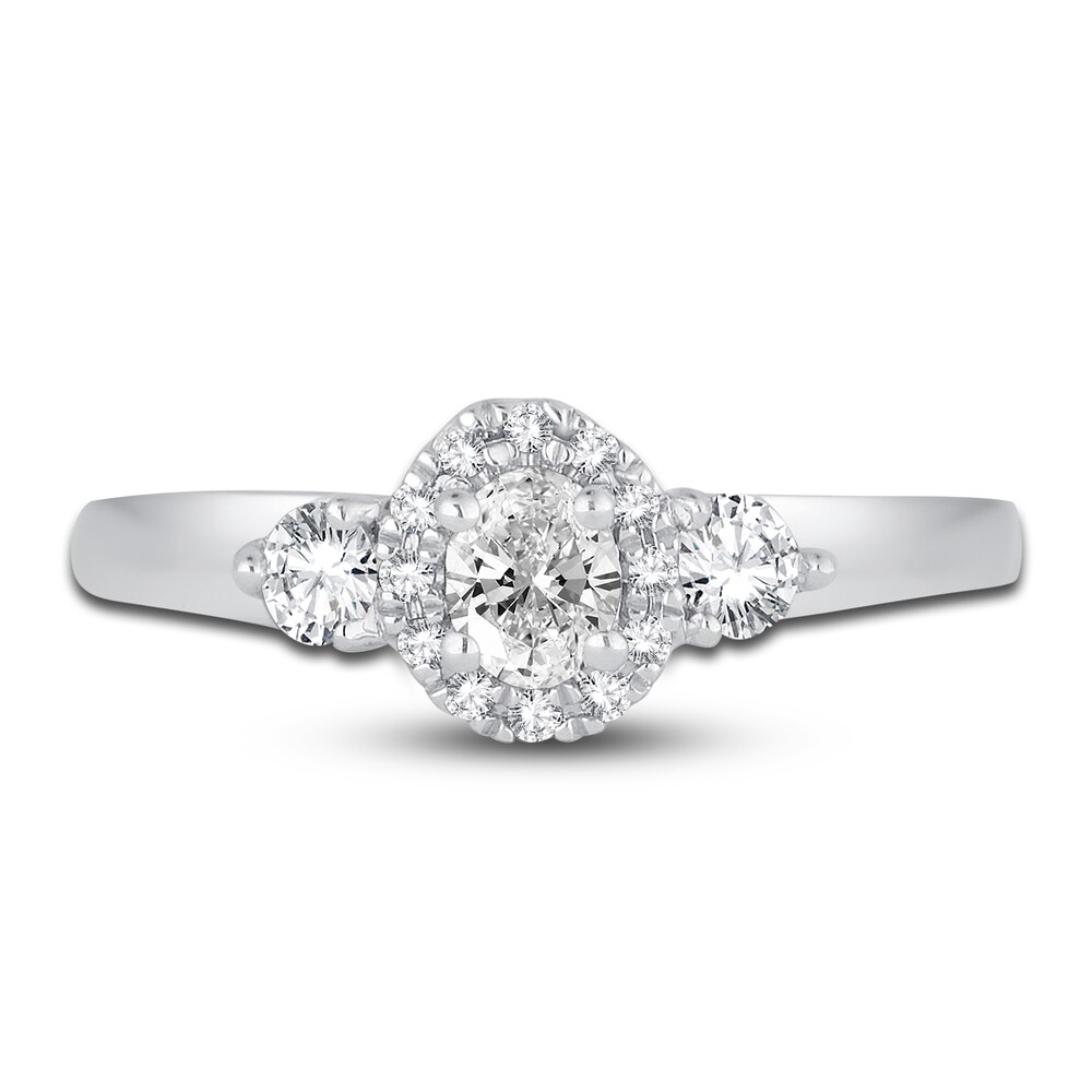 Diamond 3-Stone Ring 3/8 ct tw Oval/Round 14K White Gold swMGqd4e Diamond 3-Stone Ring 3/8 ct tw Oval/Round 14K White Gold swMGqd4e