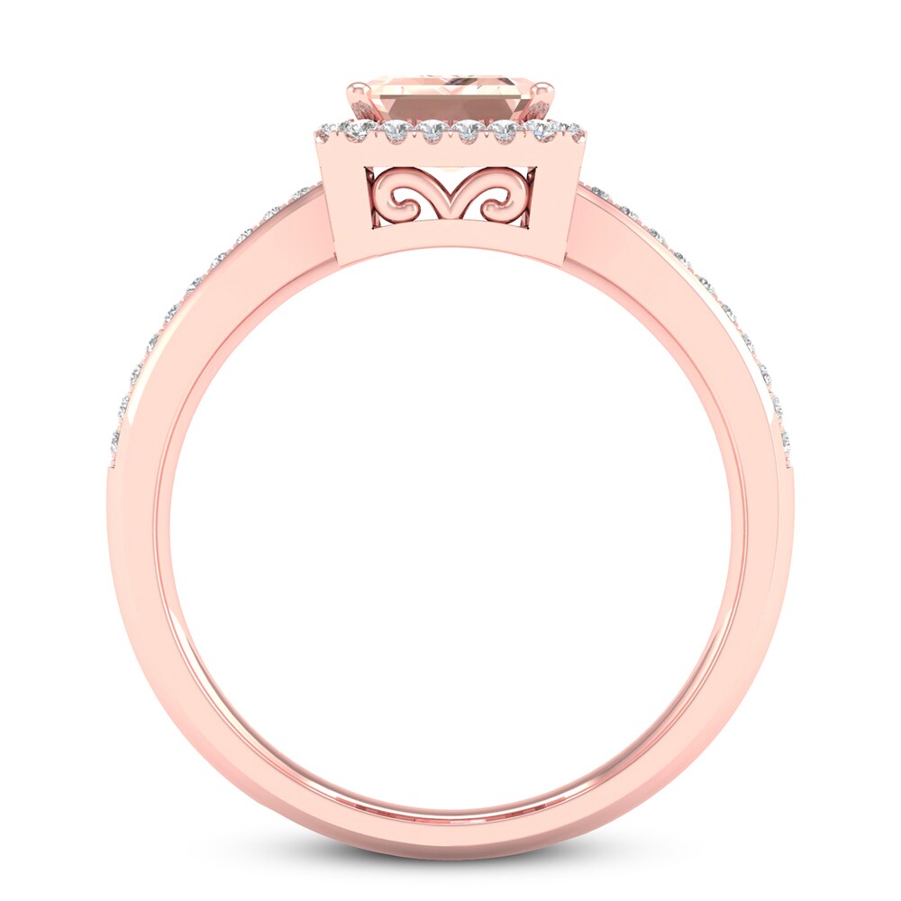 Natural Morganite Engagement Ring 1/6 ct tw Diamonds 14K Rose Gold tGT2x6BP Natural Morganite Engagement Ring 1/6 ct tw Diamonds 14K Rose Gold tGT2x6BP