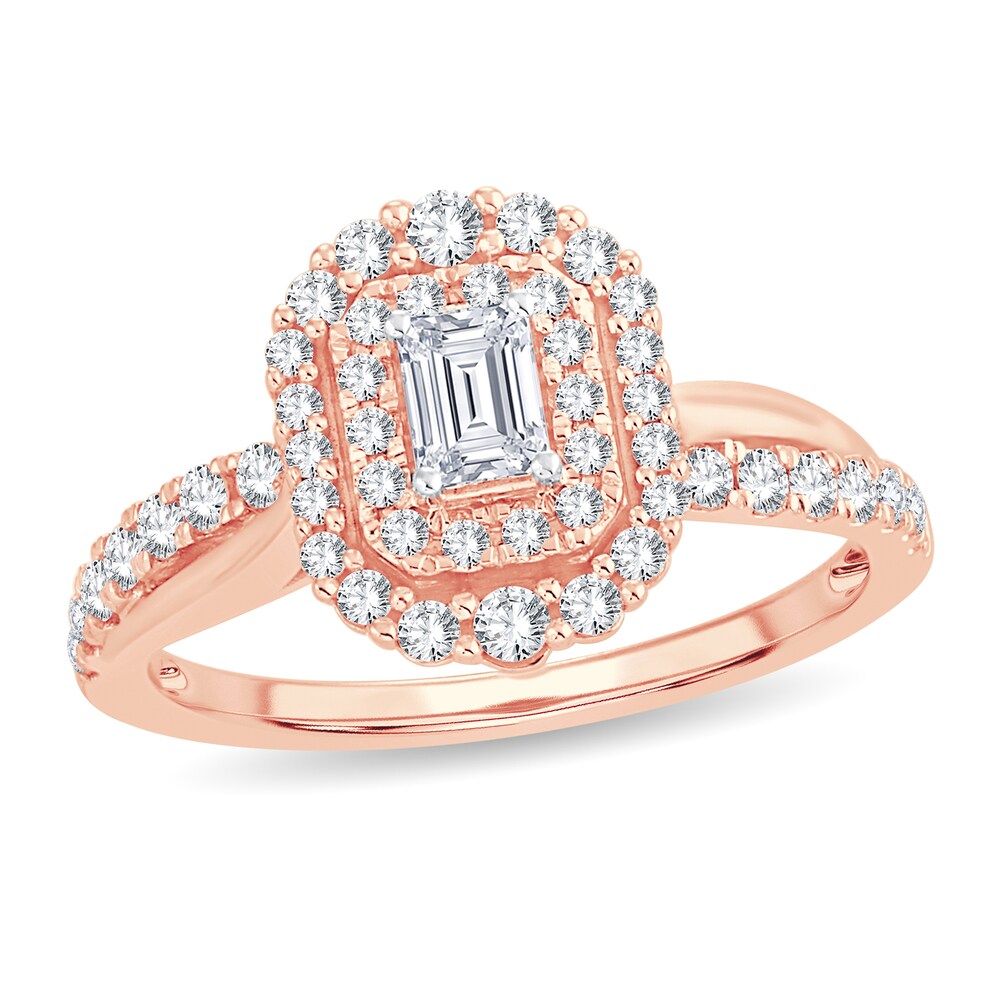Diamond Ring 3/4 ct tw Emerald-cut 14K Rose Gold tHJ3fwB0 Diamond Ring 3/4 ct tw Emerald-cut 14K Rose Gold tHJ3fwB0