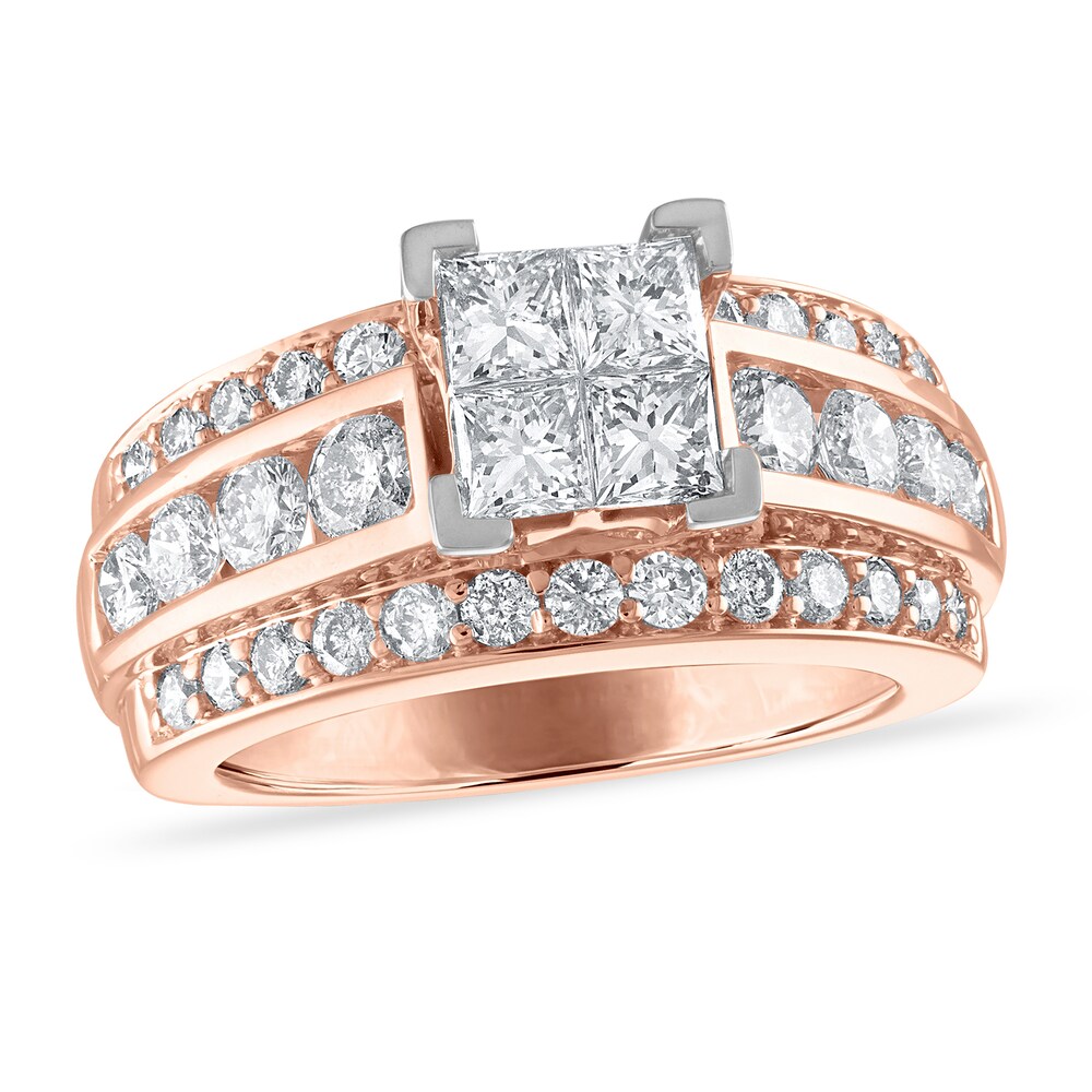 Diamond Engagement Ring 2-5/8 ct tw Princess/Round 14K Rose Gold tI6Vofis Diamond Engagement Ring 2-5/8 ct tw Princess/Round 14K Rose Gold tI6Vofis