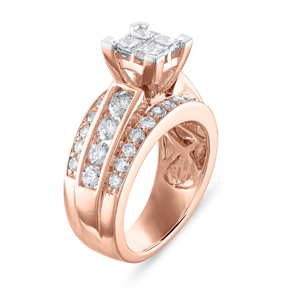 Diamond Engagement Ring 2-5/8 ct tw Princess/Round 14K Rose Gold tI6Vofis Diamond Engagement Ring 2-5/8 ct tw Princess/Round 14K Rose Gold tI6Vofis