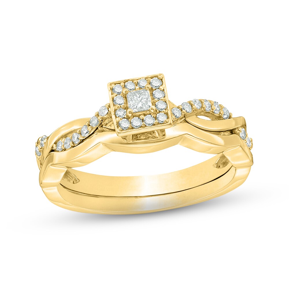 Diamond Bridal Set 3/8 ct tw Princess/Round 14K Yellow Gold tIeleYtm Diamond Bridal Set 3/8 ct tw Princess/Round 14K Yellow Gold tIeleYtm