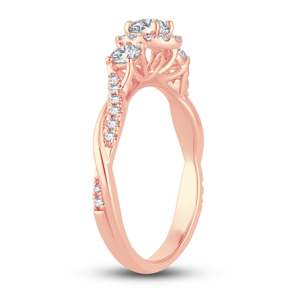 Diamond Halo Ring 3/8 ct tw Round 14K Rose Gold tLqnjVqX Diamond Halo Ring 3/8 ct tw Round 14K Rose Gold tLqnjVqX